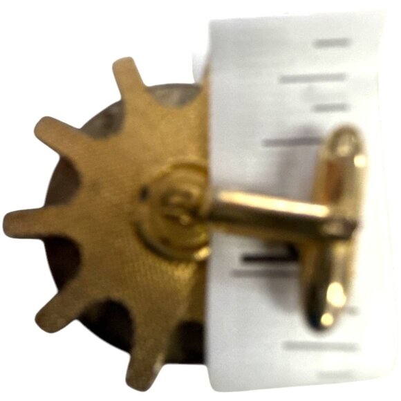 Vintage Red & Gold-Tone Cameo Large Cufflinks Starburst Backplate - Picture 3 of 8